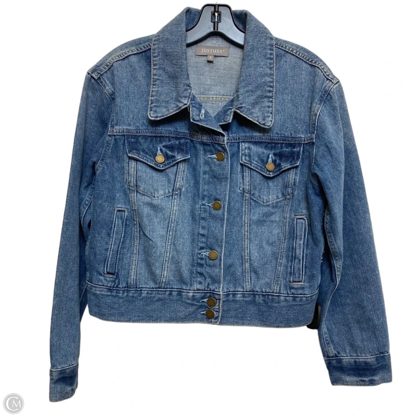 Jacket Denim By Just Usa In Blue Denim, Size: S