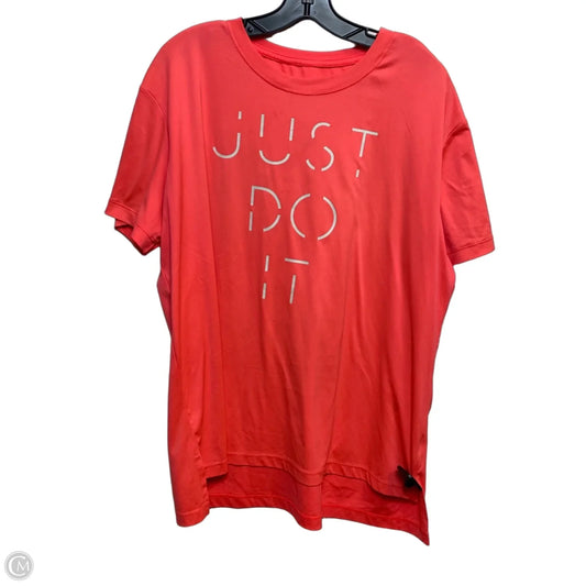 Athletic Top Short Sleeve By Nike In Pink, Size: Xl