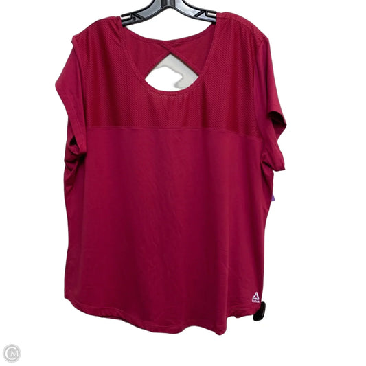 Athletic Top Short Sleeve By Reebok In Pink, Size: 2x