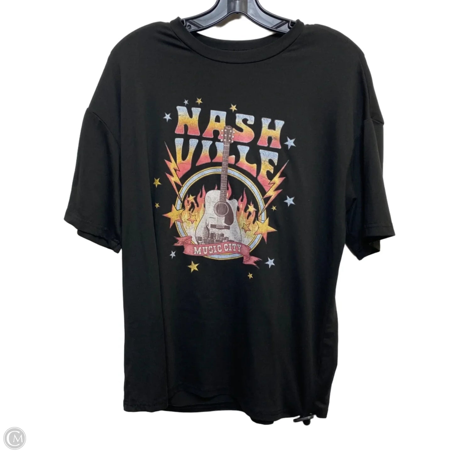 Top Short Sleeve By Shein In Black, Size: S