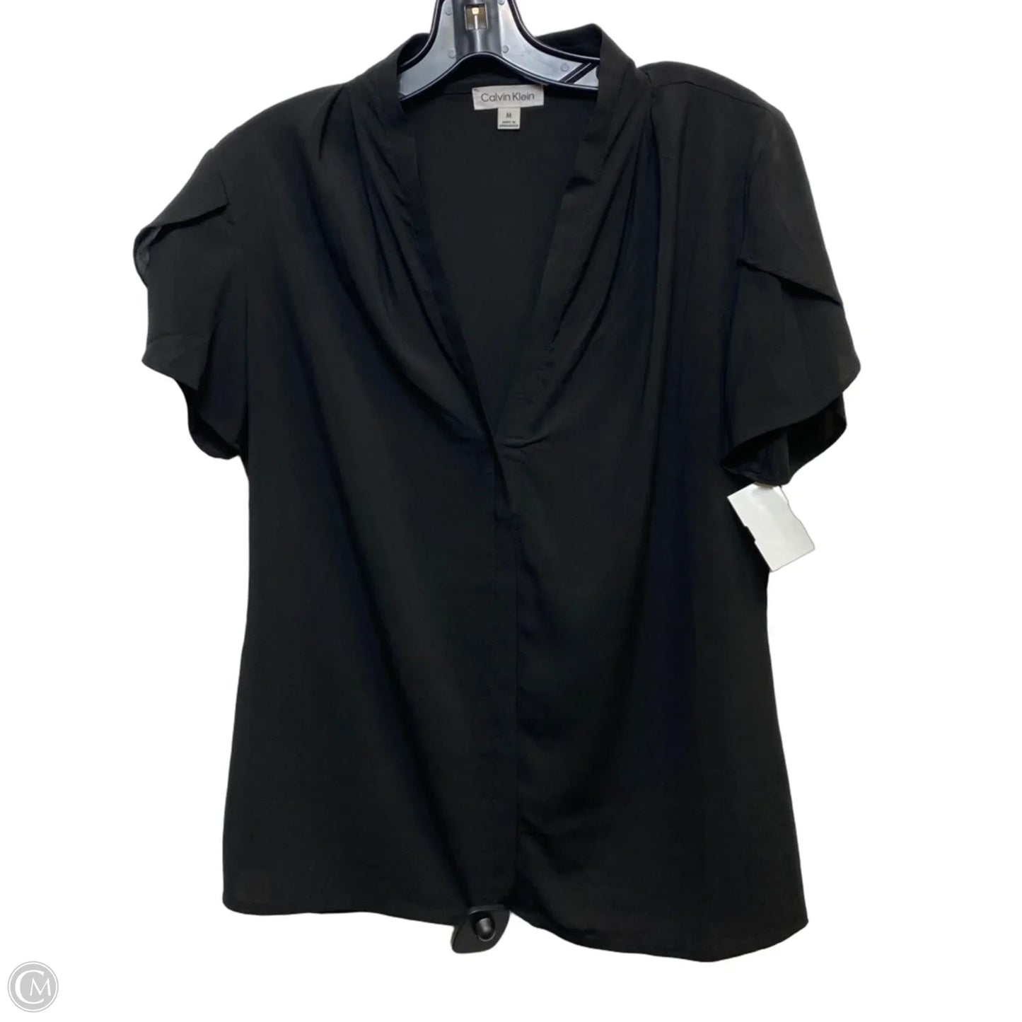 Top Short Sleeve By Calvin Klein In Black, Size: M