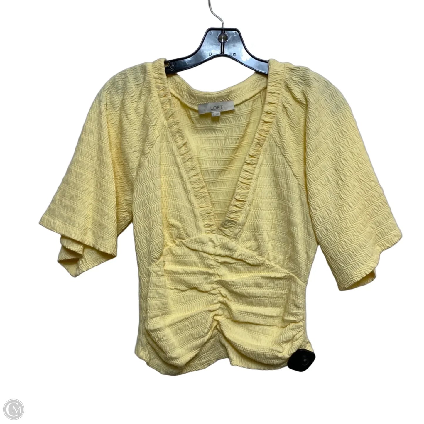 Top Short Sleeve By Loft In Yellow, Size: S