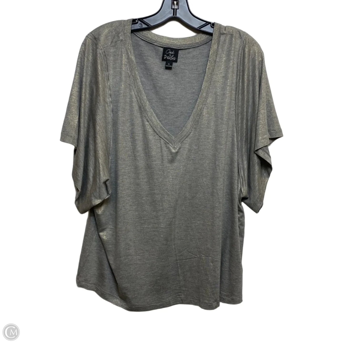 Top Short Sleeve By Oak & Trellis In Grey, Size: Xl