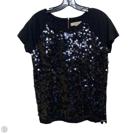 Top Short Sleeve By Loft In Black, Size: Mp