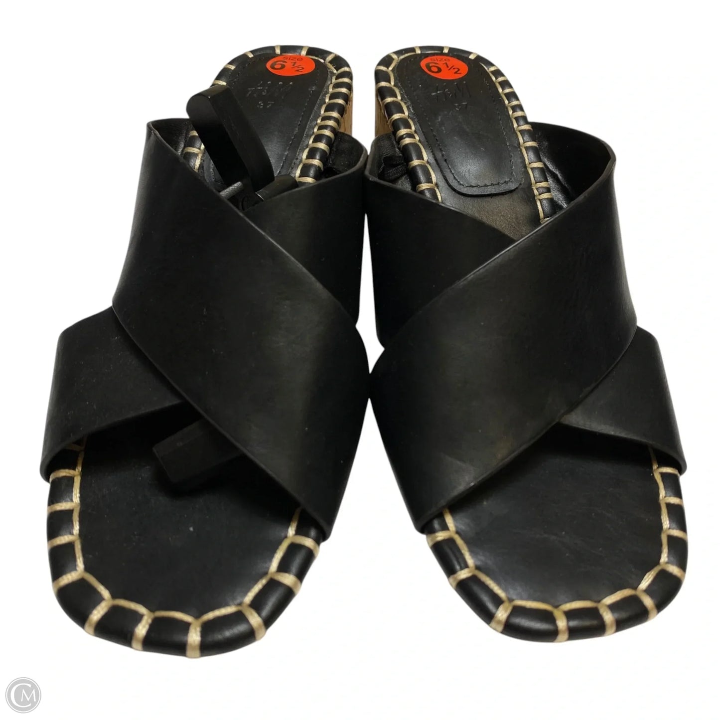Sandals Heels Block By H&m In Black, Size: 6.5