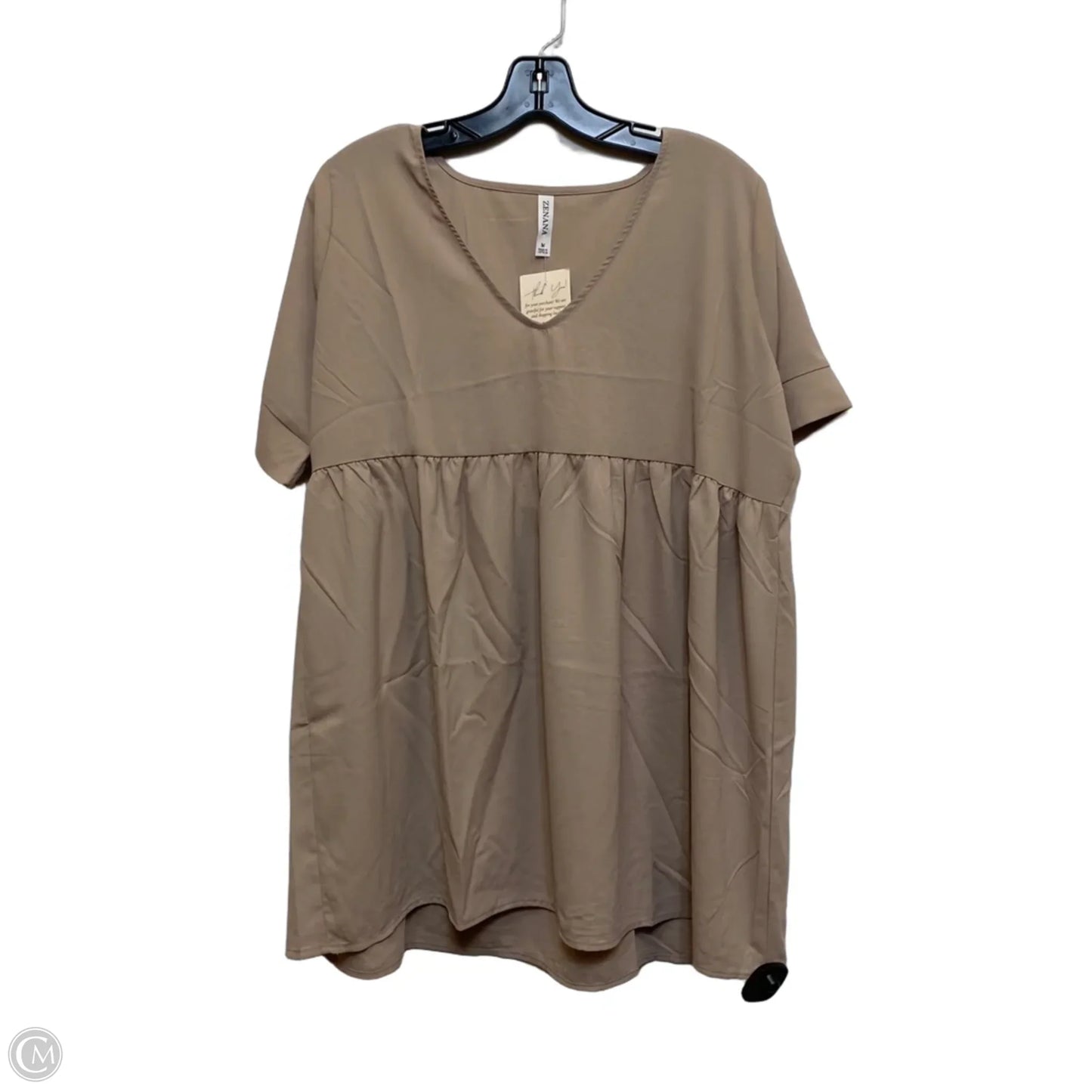 Top Short Sleeve By Zenana In Tan, Size: M