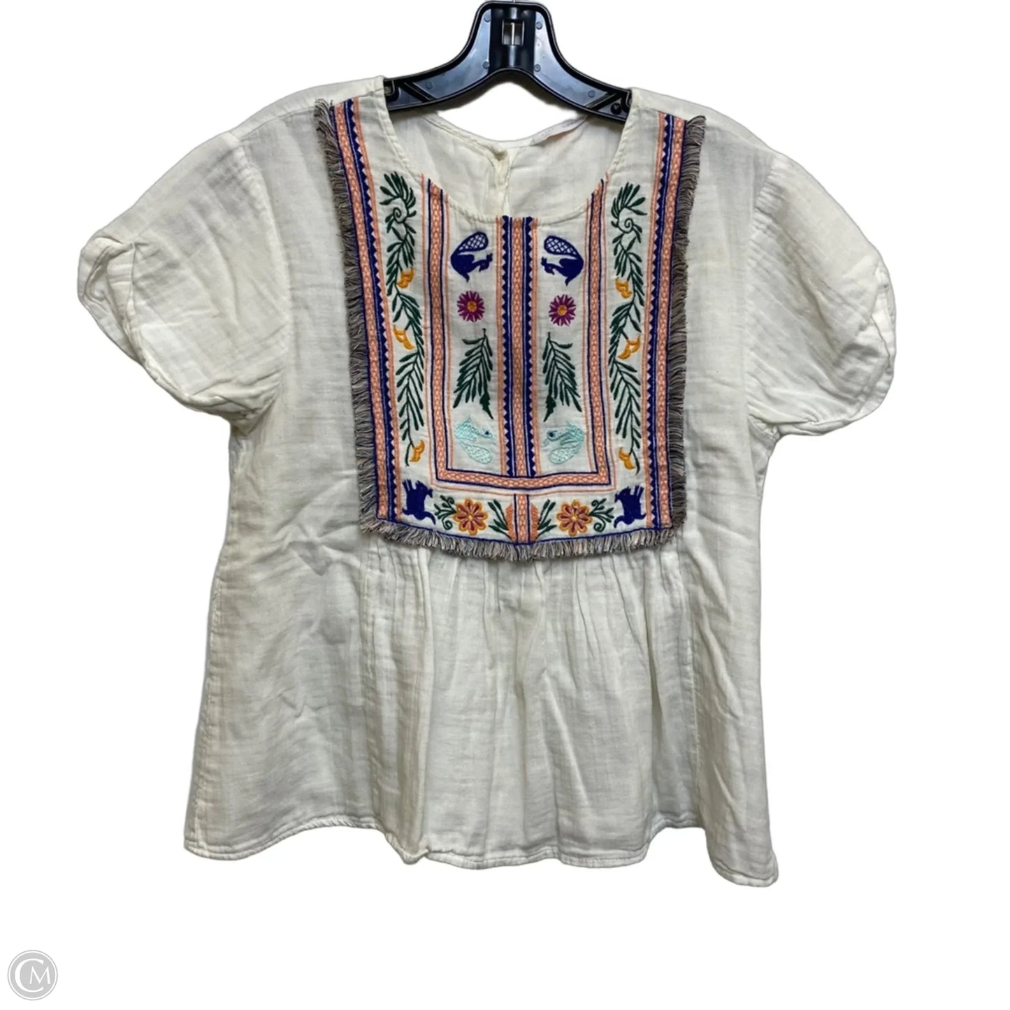 Top Short Sleeve By Zara In White, Size: M