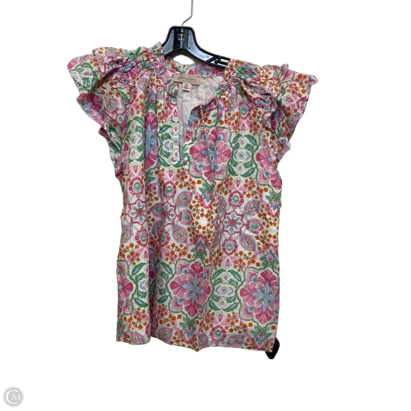 Top Short Sleeve By Philosophy In Pink, Size: L