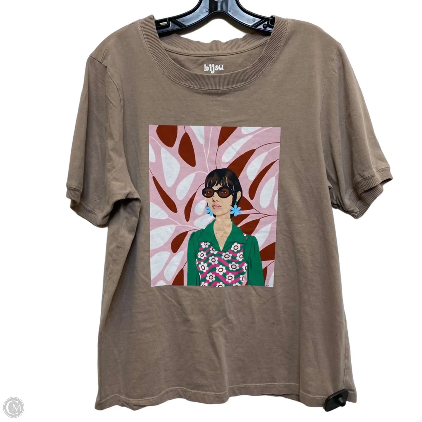 Top Short Sleeve By Bijour Karman In Tan, Size: L