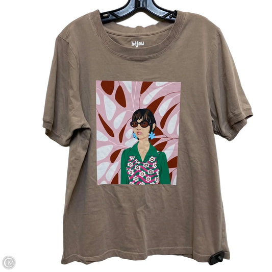 Top Short Sleeve By Bijour Karman In Tan, Size: L