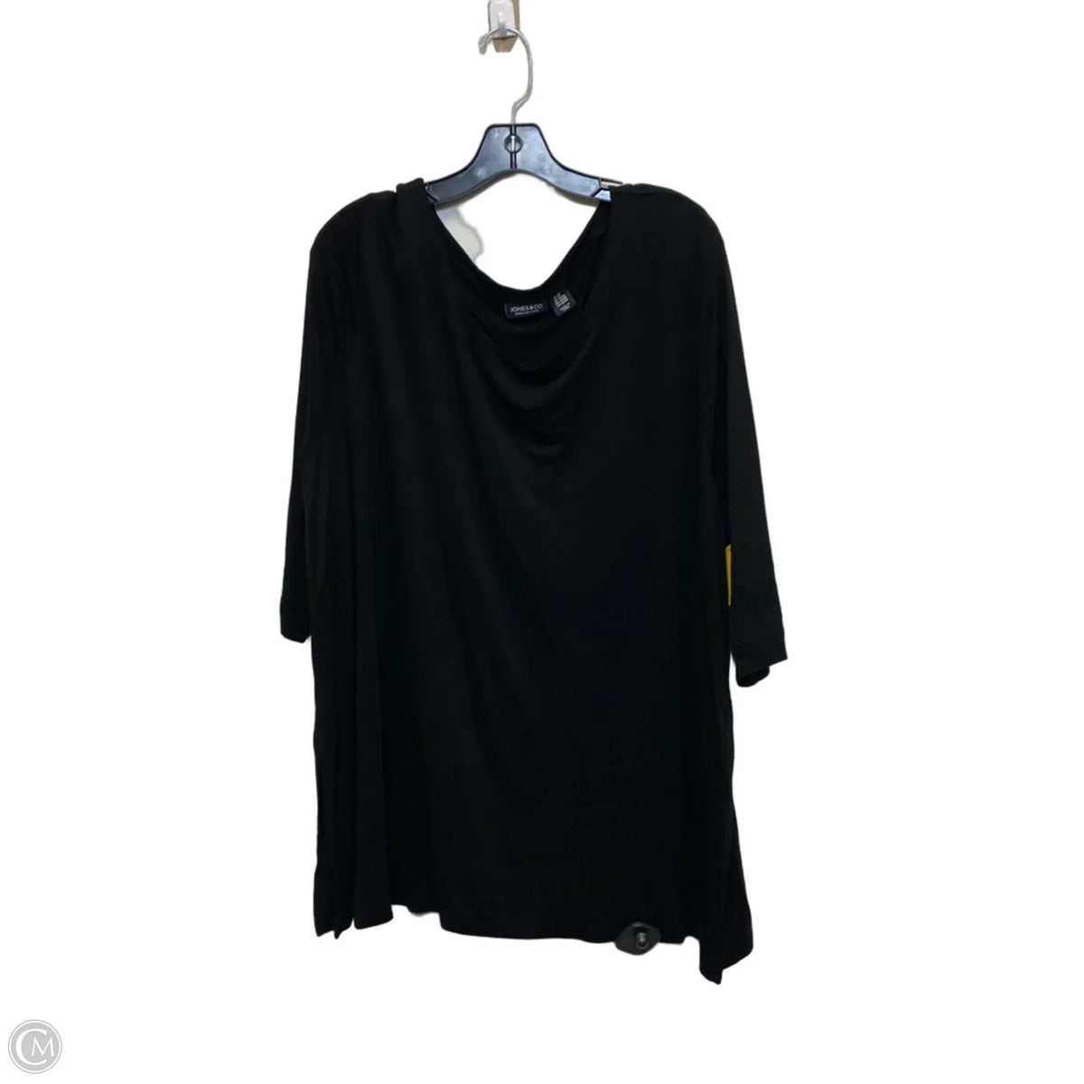 Top 3/4 Sleeve Basic By Jones And Co In Black, Size: 2x