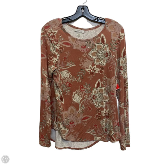 Top Long Sleeve By Cupio In Cream & Pink, Size: L