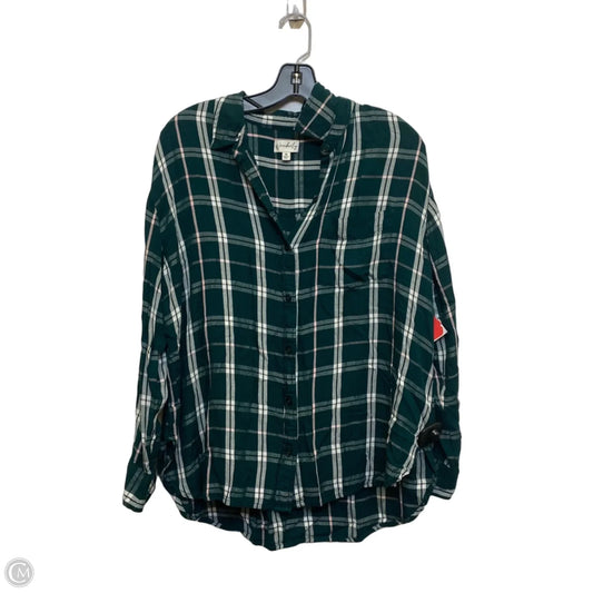 Top Long Sleeve By Wonderly In Green & White, Size: M