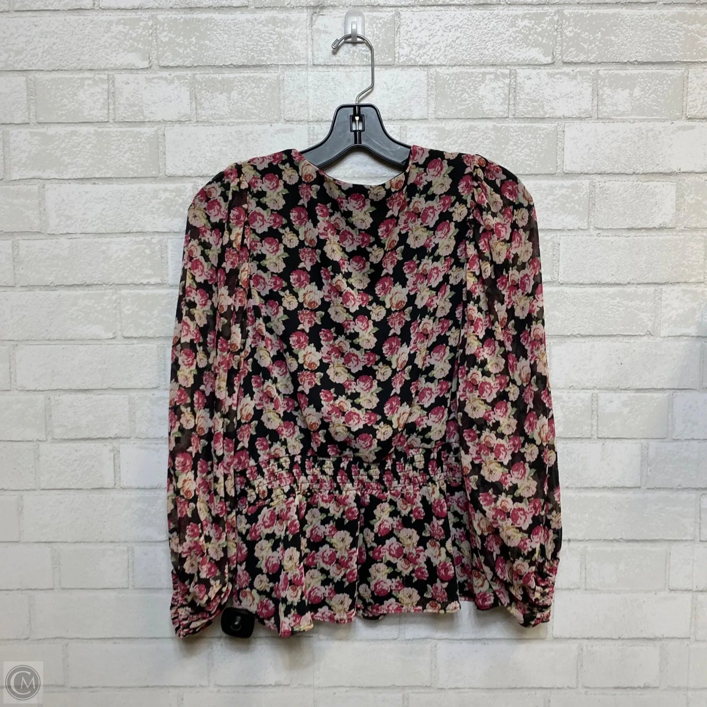 Top Long Sleeve By Philosophy In Black & Pink, Size: M
