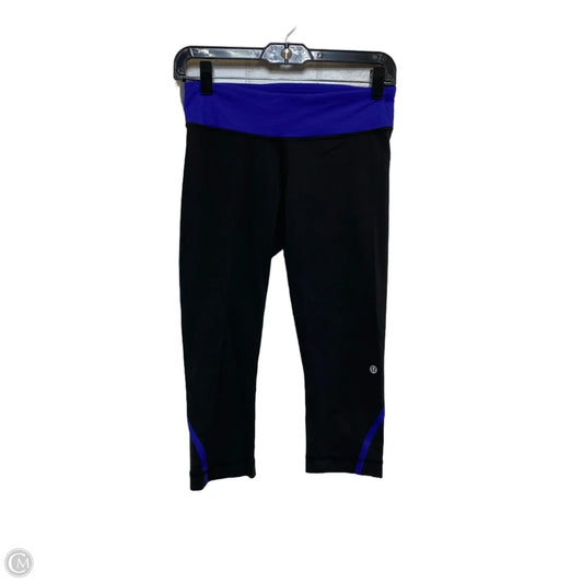Athletic Leggings Capris Designer By Lululemon In Black & Blue, Size: S