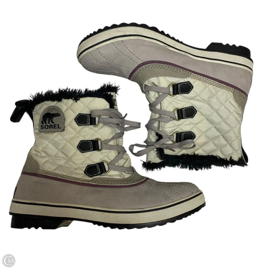 Boots Ankle Flats By Sorel In Cream & Purple, Size: 11