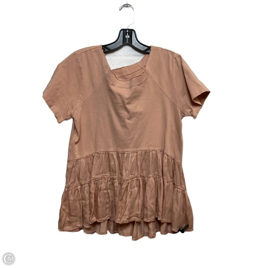 Top Short Sleeve By Anthropologie In Orange, Size: S