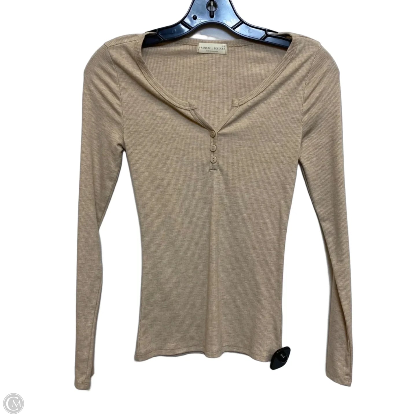 Top Long Sleeve By Frankee & Skylarr In Tan, Size: Xs