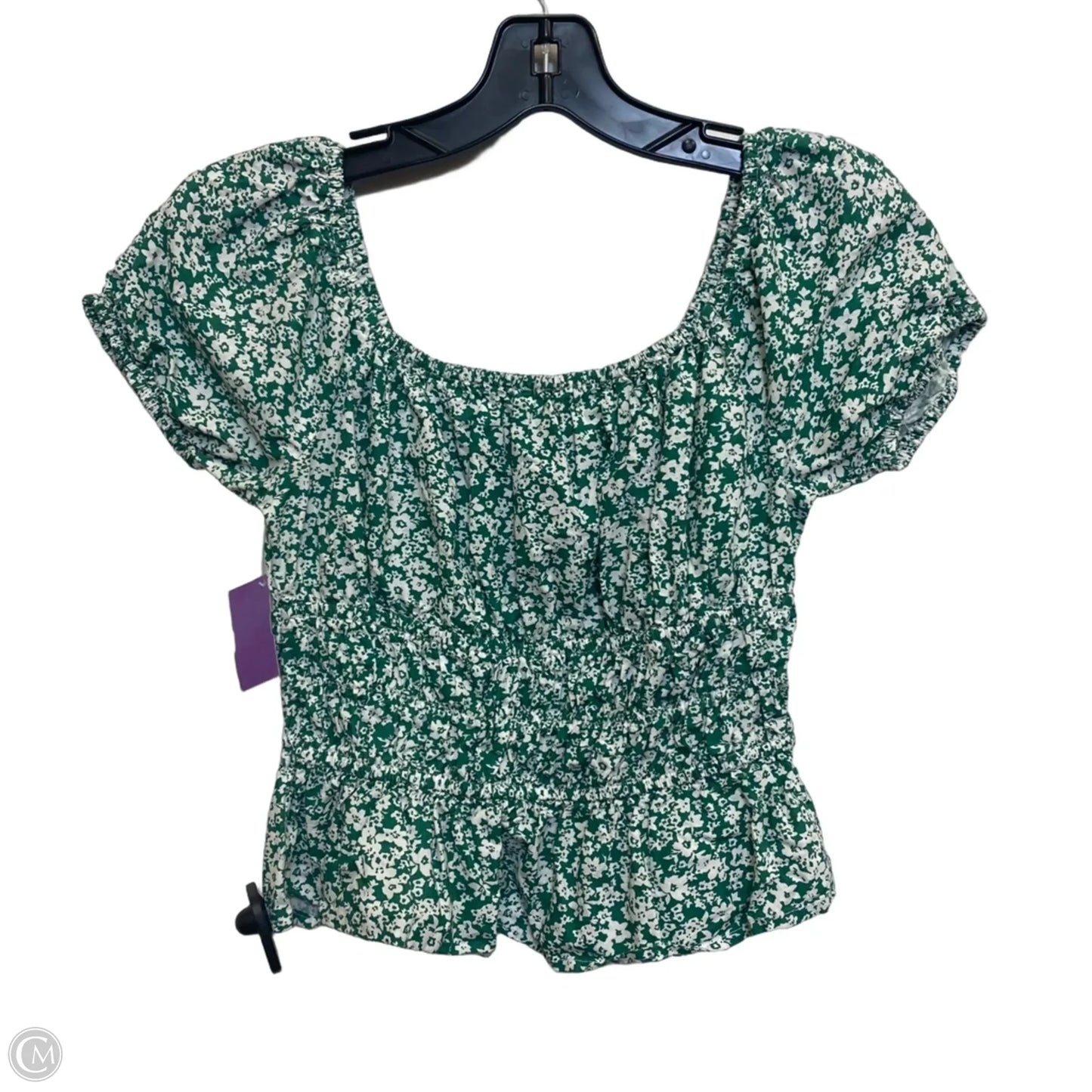 Top Short Sleeve By Sim & Sam In Green & White, Size: S