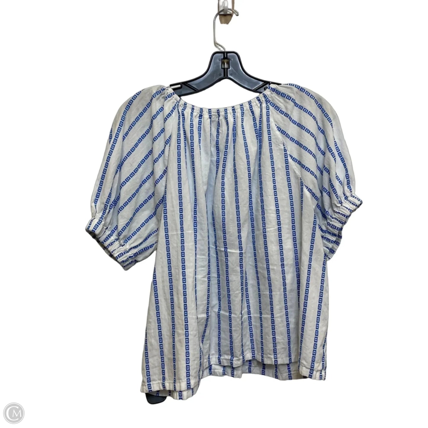 Top Short Sleeve By Wonderly In Blue & White, Size: M