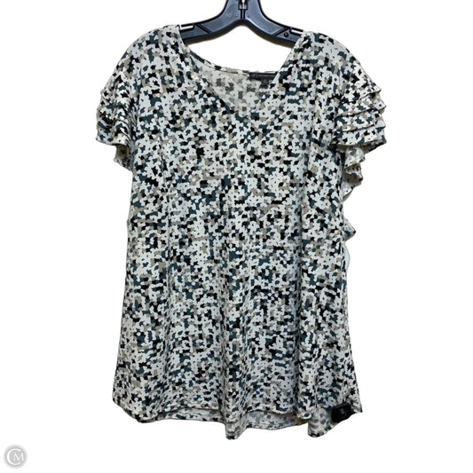 Top Sleeveless By Adrianna Papell In Cream & Green, Size: 3x