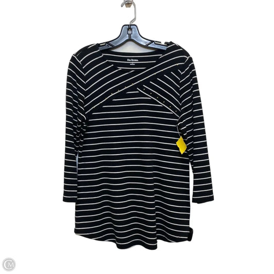 Top Long Sleeve By Kim Rogers In Black & White, Size: M