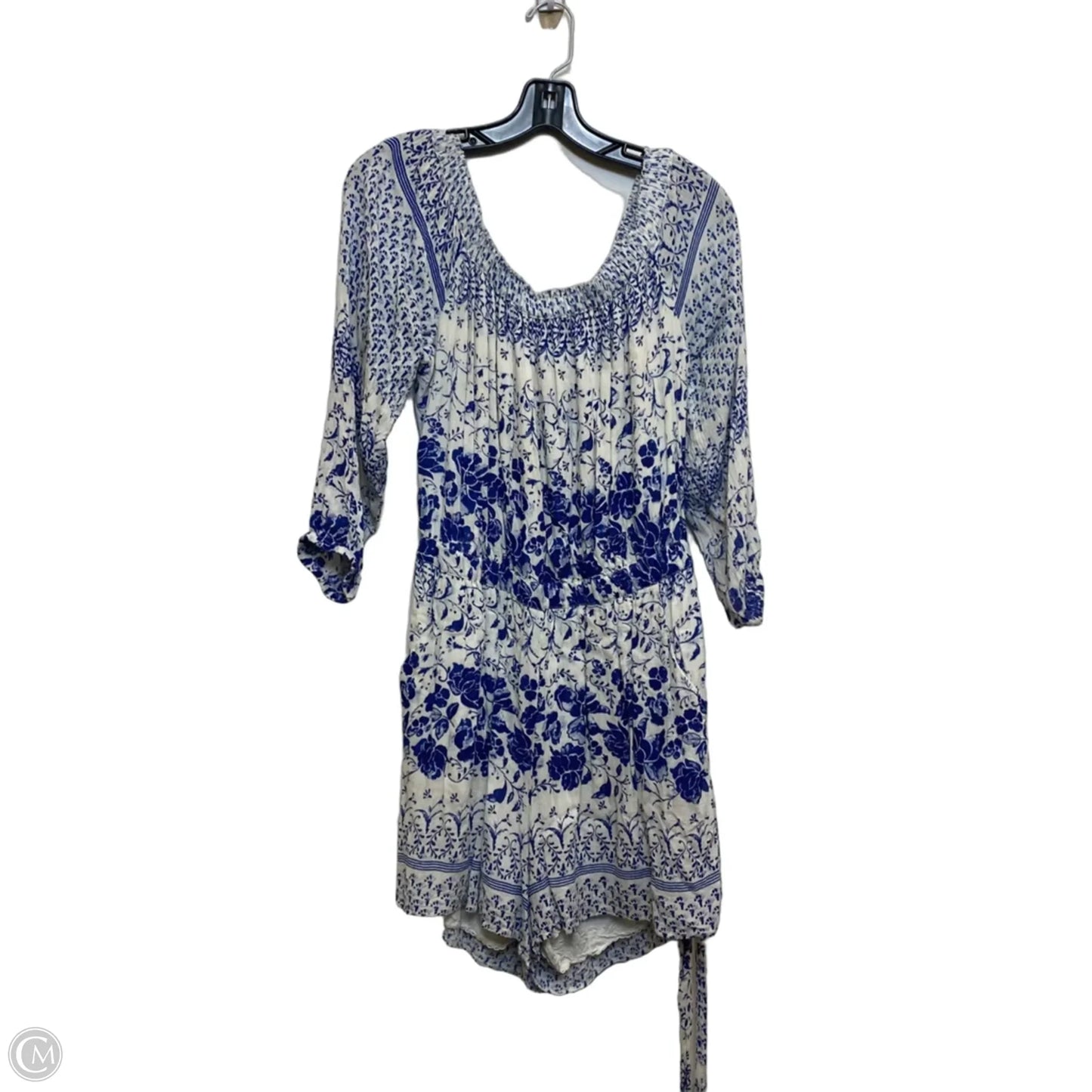 Romper By Anthropologie In Blue & White, Size: M