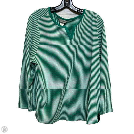 Top Long Sleeve By Cj Banks In Green & White, Size: 2x