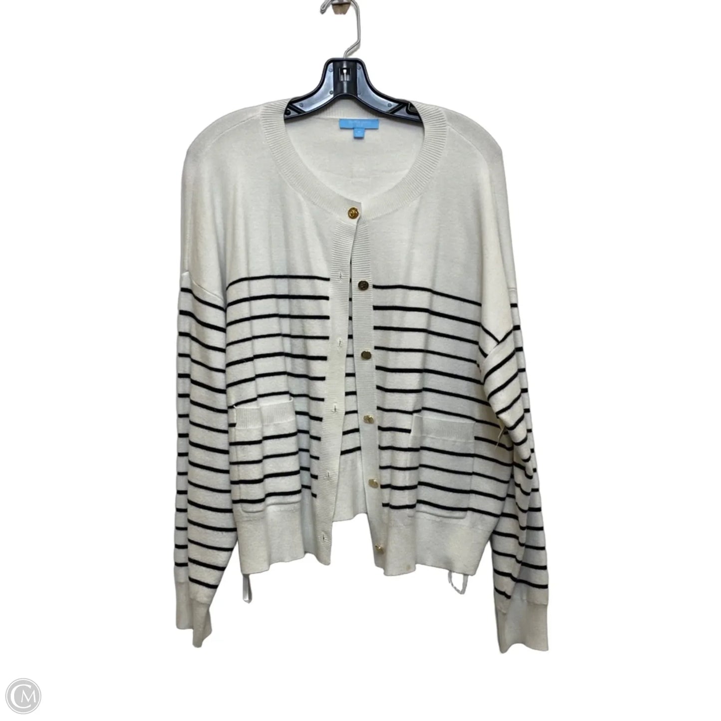 Sweater Cardigan By Draper James In Black & White, Size: 1x