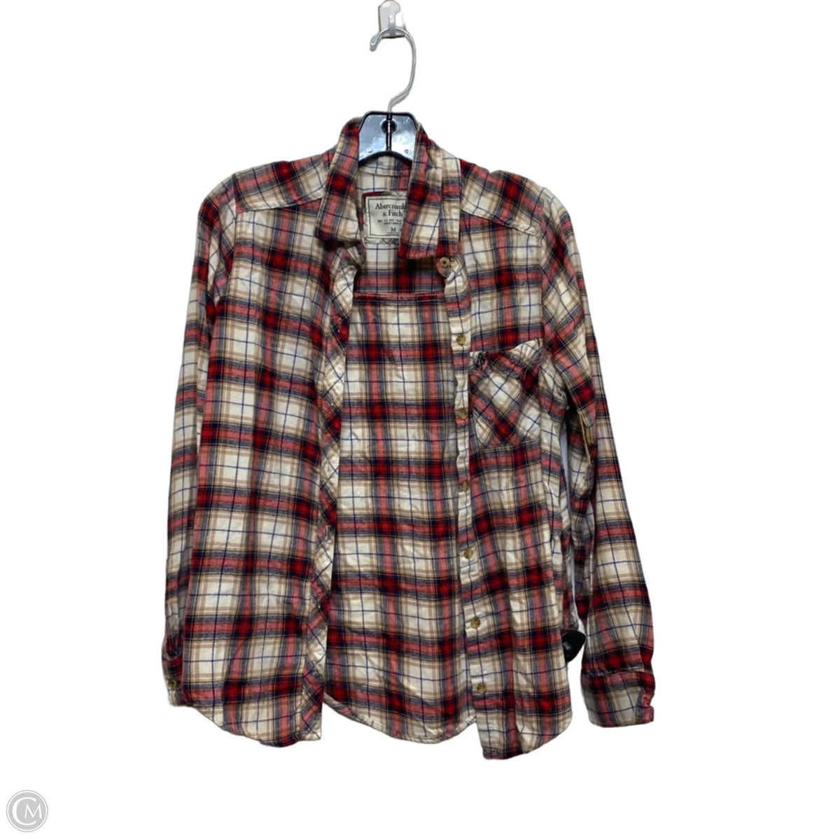 Top Long Sleeve By Abercrombie And Fitch In Plaid Pattern, Size: M