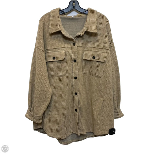 Jacket Shirt By White Birch In Tan, Size: 1x