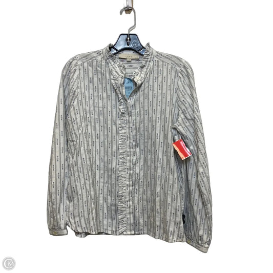 Top Long Sleeve By Loft In Blue & White, Size: Mp