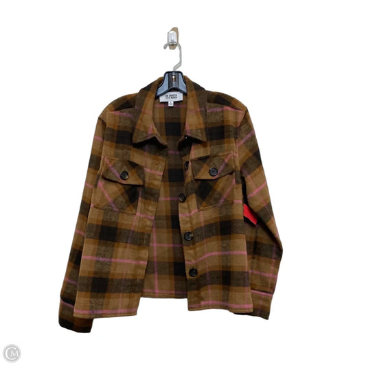 Jacket Shirt By Bb Dakota In Brown & Pink, Size: L