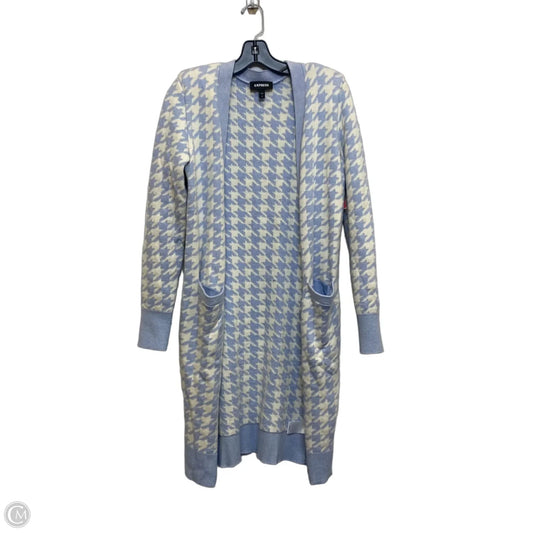 Cardigan By Express In Blue & Cream, Size: Xs