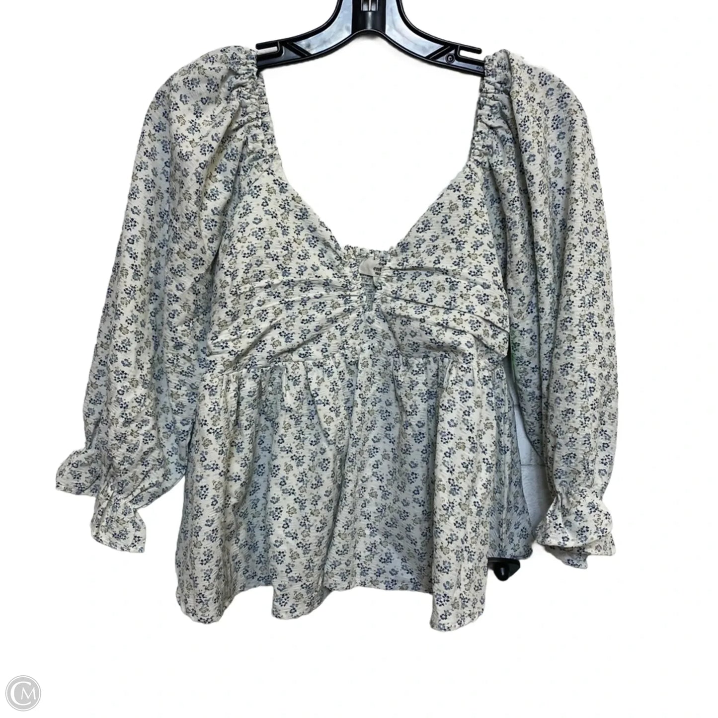 Top Long Sleeve By Entro In Blue & White, Size: M