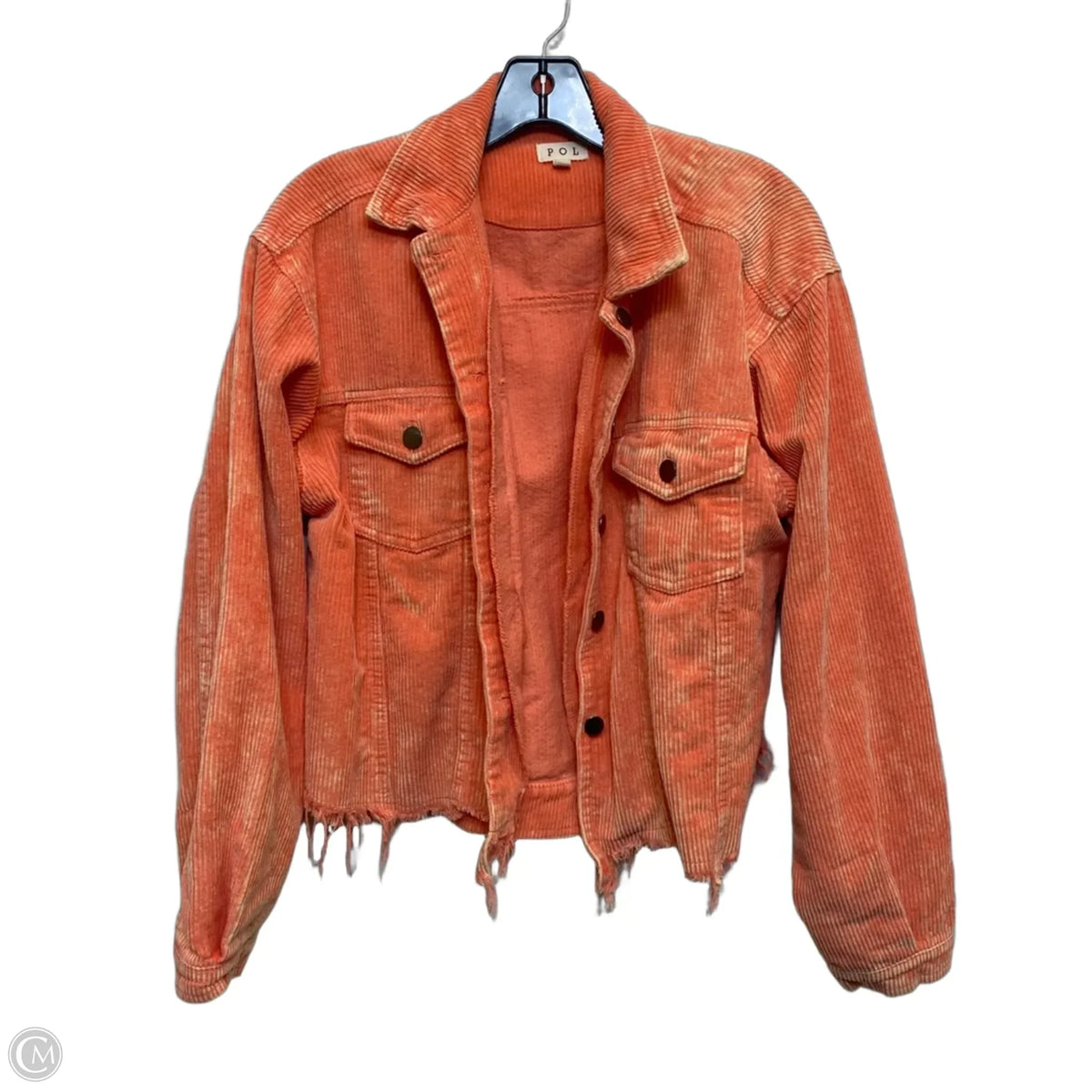 Jacket Shirt By Pol In Orange, Size: S