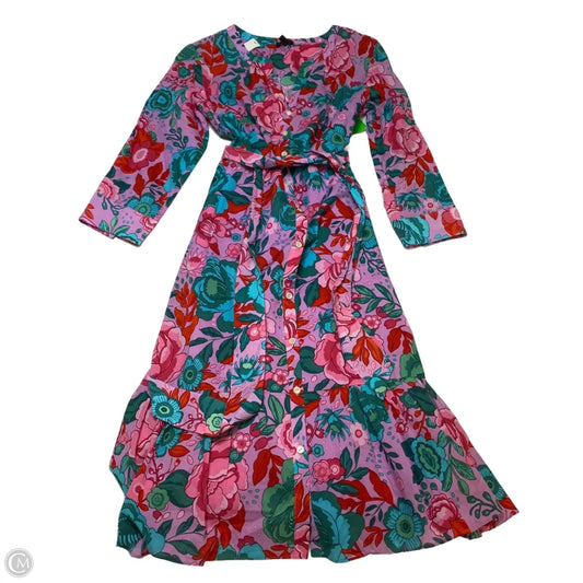 Dress Casual Midi By Talbots In Green & Pink, Size: 2