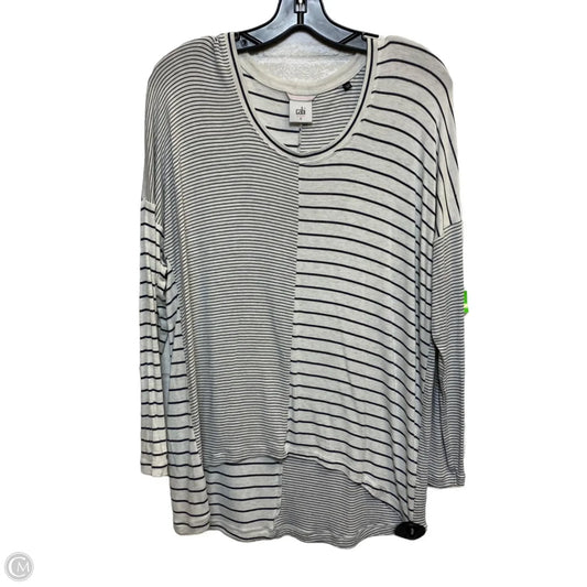Top Long Sleeve By Cabi In Cream & Grey, Size: S