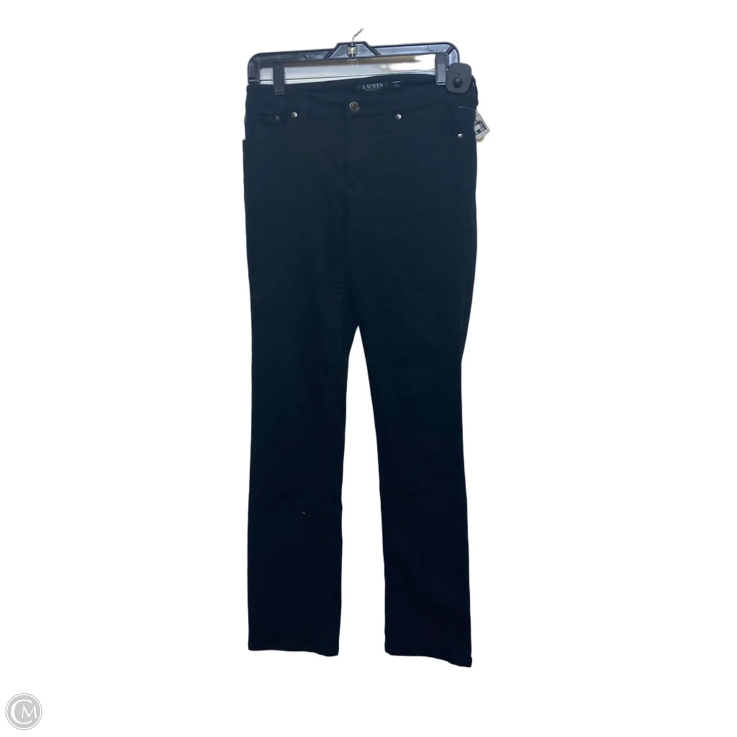 Jeans Straight By Lauren By Ralph Lauren In Black Denim, Size: 8