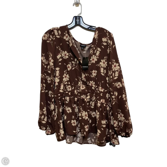 Top Long Sleeve By Torrid In Brown, Size: L