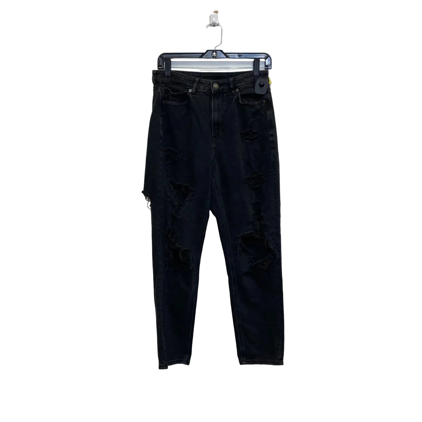 Jeans Straight By American Eagle In Black Denim, Size: 6