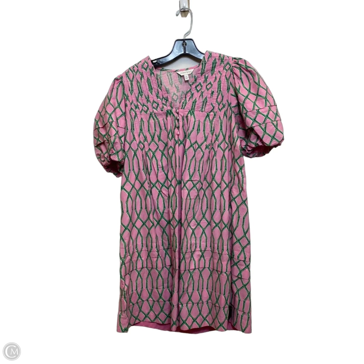 Dress Casual Short By Crown And Ivy In Green & Pink, Size: S