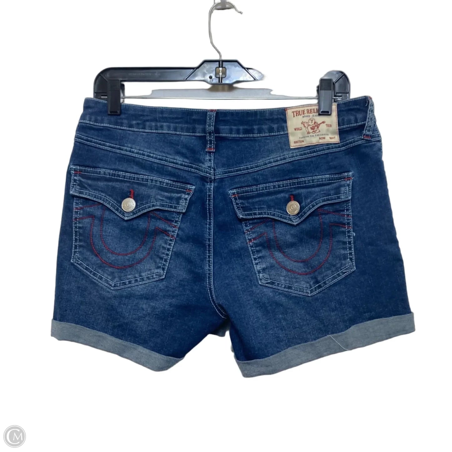Shorts Designer By True Religion In Blue Denim, Size: 10
