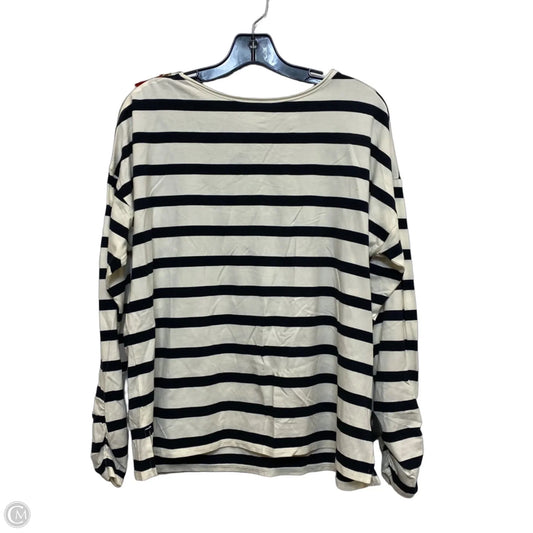 Top Long Sleeve By Isaac Mizrahi In Black & Cream, Size: M