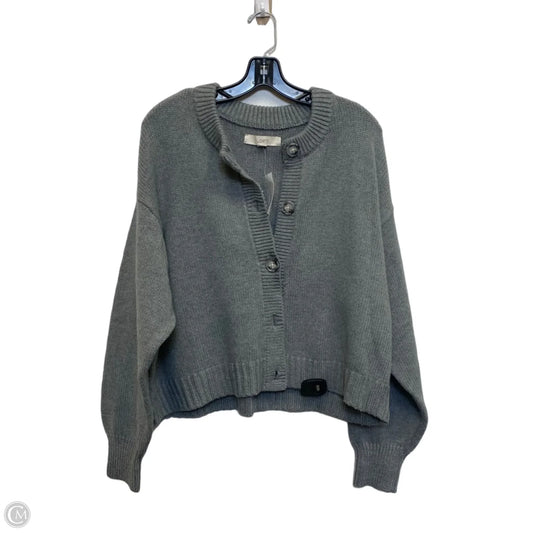 Sweater Cardigan By Loft In Grey, Size: M