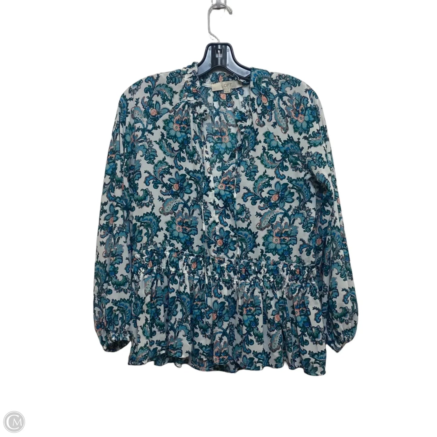 Top Long Sleeve By Loft In Blue & Green, Size: Xs