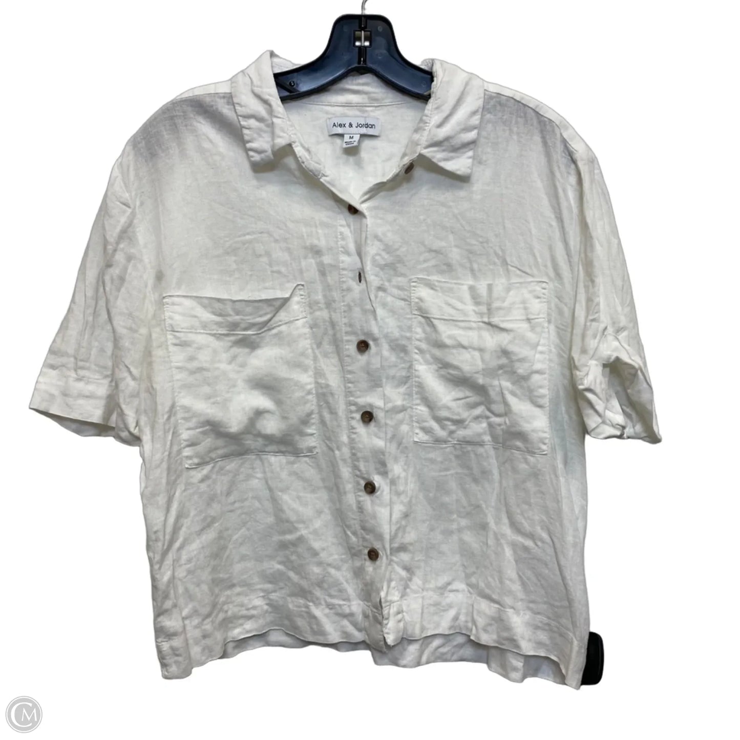 Top Short Sleeve By Clothes Mentor In White, Size: M