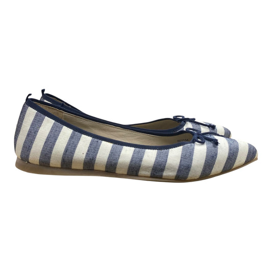 Shoes Flats By Boden In Blue & Cream, Size:9.5