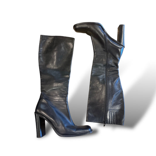 Black Boots Knee Heels Via Spiga, Size 9.5