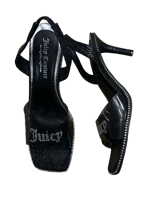Black & Silver Sandals Heels Stiletto Juicy Couture, Size 9.5